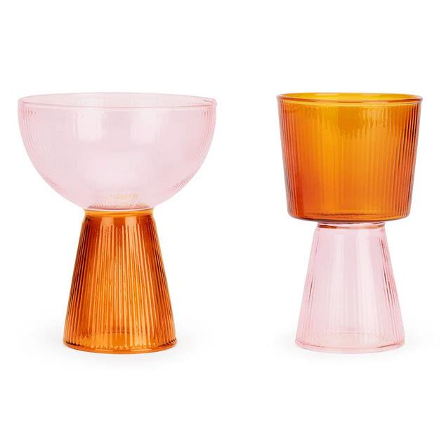 MoMA Yinka Ilori Glassware Set Of 2 - Fuchsia Orange